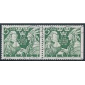 SWEDEN - 1938 5öre green New Sweden, Delaware, perf. 4-sides + 3-sides pair, used – Facit # 261CB