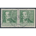 SWEDEN - 1938 5öre green Per Henrik Lind, perf. 4-sides + 3-sides pair, used – Facit # 318CB