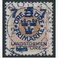 SWEDEN - 1918 3öre brown Ring Type Landstorm III overprint, used – Facit # 127