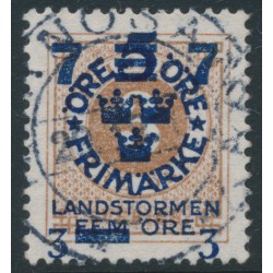 SWEDEN - 1918 3öre brown Ring Type Landstorm III overprint, used – Facit # 127