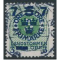 SWEDEN - 1918 5öre green Ring Type Landstorm III overprint, used – Facit # 128