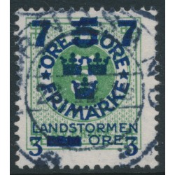 SWEDEN - 1918 5öre green Ring Type Landstorm III overprint, used – Facit # 128