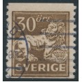 SWEDEN - 1920 30öre brown Lion, perf. 2-sides, lines + KPV watermark, used – Facit # 148Acxz