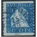 SWEDEN - 1920 20öre blue Gustaf II Adolf, perf. 9¾ on 2-sides, ‘/’ watermark, used – Facit # 152Acx