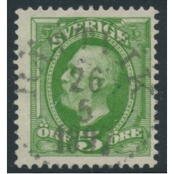 SWEDEN - 1891 5öre yellowish green Oscar II, used – Facit # 52d