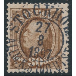 SWEDEN - 1891 30öre brown Oscar II, used – Facit # 58b