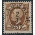 SWEDEN - 1891 30öre yellowish brown Oscar II, inverted crown watermark, used – Facit # 58avm¹