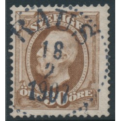 SWEDEN - 1891 30öre brown Oscar II, inverted crown watermark, used – Facit # 58bvm¹