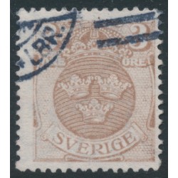 SWEDEN - 1919 3öre brown Arms, inverted lines + KPV watermark, used – Facit # 73cxz