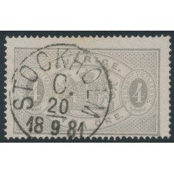 SWEDEN - 1877 4öre light grey Official (Tjänstemärke), perf. 14, used – Facit # TJ2c