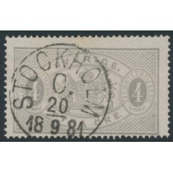SWEDEN - 1877 4öre light grey Official (Tjänstemärke), perf. 14, used – Facit # TJ2c