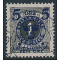 SWEDEN - 1916 5+FEM öre on 1öre black Postage Due Landstorm II overprint, used – Facit # 115