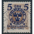 SWEDEN - 1916 5+FEM öre on 5öre brown Postage Due Landstorm II overprint, used – Facit # 117b