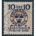 SWEDEN - 1916 10+FYRTIO öre on 50öre yellowish orange-brown P. Due Landstorm II overprint, used – Facit # 123a