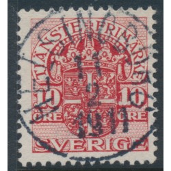 SWEDEN - 1910 10öre carmine-red Official (Tjänstemärke), crown watermark, used – Facit # TJ32