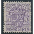 SWEDEN - 1912 4öre lilac Official (Tjänstemarke), inverted lines watermark, used – Facit # TJ43cx