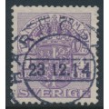 SWEDEN - 1912 4öre lilac Official (Tjänstemarke), inverted lines+KPV watermark, used – Facit # TJ43cxz
