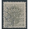 SWEDEN - 1915 50öre grey Official (Tjänstemarke), inverted lines watermark, used – Facit # TJ54cx