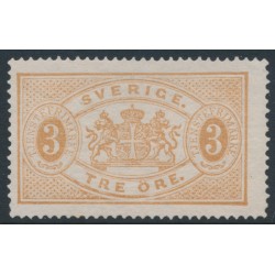 SWEDEN - 1874 3öre yellow-brown Official (Tjänstemärke), perf. 14, MNG – Facit # TJ1d