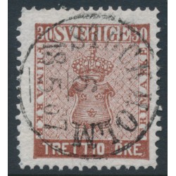 SWEDEN - 1858 30öre brown Coat of Arms, used – Facit # 11e2