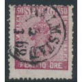 SWEDEN - 1858 50öre violet-carmine Coat of Arms, used – Facit # 12b