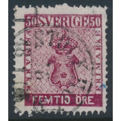 SWEDEN - 1858 50öre violet-carmine Coat of Arms, used – Facit # 12b