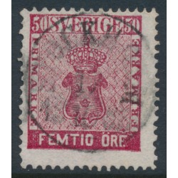 SWEDEN - 1858 50öre bright carmine Coat of Arms, used – Facit # 12d