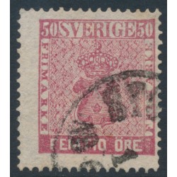 SWEDEN - 1858 50öre violet-rose Coat of Arms, used – Facit # 12g2