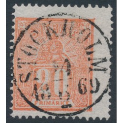 SWEDEN - 1866 20öre orange-red Lying Lion, used – Facit # 16c