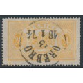 SWEDEN - 1874 24öre orange Official (Tjänstemärke), perf. 14, early cancel date, used – Facit # TJ7a