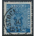 SWEDEN - 1858 12öre dark ultramarine-blue Coat of Arms, used – Facit # 9f1