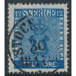 SWEDEN - 1858 12öre dark ultramarine-blue Coat of Arms, used – Facit # 9f1