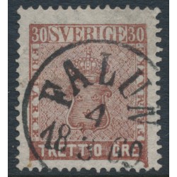 SWEDEN - 1858 30öre brown Coat of Arms, used – Facit # 11e1