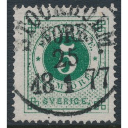 SWEDEN - 1872 5öre deep green Ring Type, perf. 14, used – Facit # 19g