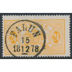 SWEDEN - 1874 24öre reddish orange Official (Tjänstemärke), perf. 14, used – Facit # TJ7f