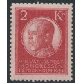 SWEDEN - 1924 2Kr red World Postal Congress, MH – Facit # 209