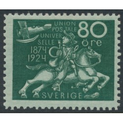 SWEDEN - 1924 80öre blue-green UPU Anniversary, MH – Facit # 222