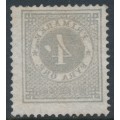 SWEDEN - 1879 4öre grey Ring Type, perf. 13, with offset (spegeltryk), used – Facit # 29 v2