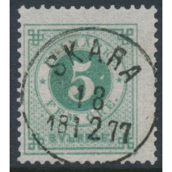 SWEDEN - 1877 5öre grey-green Ring Type, perf. 13, used – Facit # 30a