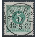 SWEDEN - 1877 5öre green Ring Type, perf. 13, used – Facit # 30c