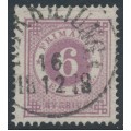 SWEDEN - 1877 6öre reddish lilac Ring Type, perf. 13, ‘line in margin’, used – Facit # 31b v9