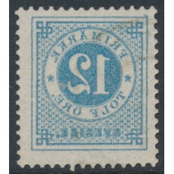 SWEDEN - 1877 12öre blue Ring Type, perf. 13, with offset (spegeltryk), used – Facit # 32c v3