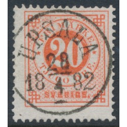 SWEDEN - 1877 20öre orange-red Ring Type, perf. 13, used – Facit # 33b