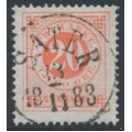 SWEDEN - 1877 20öre pale orange-red Ring Type, perf. 13, used – Facit # 33d