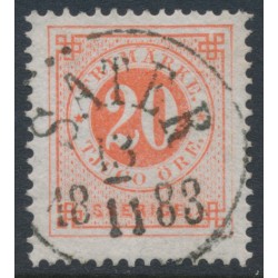 SWEDEN - 1877 20öre pale orange-red Ring Type, perf. 13, used – Facit # 33d