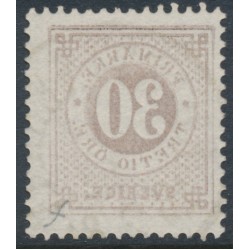 SWEDEN - 1877 30öre dull brown Ring Type, perf. 13, with offset (spegeltryk), used – Facit # 35f v3