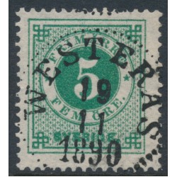 SWEDEN - 1886 5öre green Ring Type, perf. 13 with posthorn, used – Facit # 43d