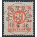 SWEDEN - 1886 20öre pale orange-red Ring Type, perf. 13 with posthorn, used – Facit # 46b