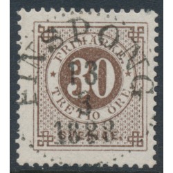 SWEDEN - 1886 30öre brown Ring Type, perf. 13 with posthorn, used – Facit # 47c