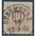 SWEDEN - 1886 30öre yellowish brown Ring Type, perf. 13 with posthorn, used – Facit # 47e